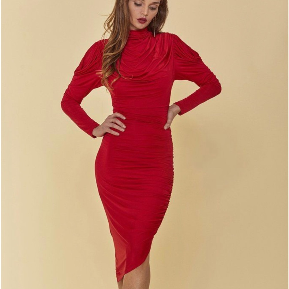 Bisou Bisou Red Helena Draped Dress